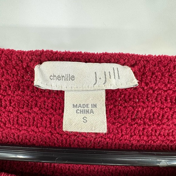 J. Jill size small chenille red‎ long sleeve sweater horizontal ribbed - Picture 7 of 8